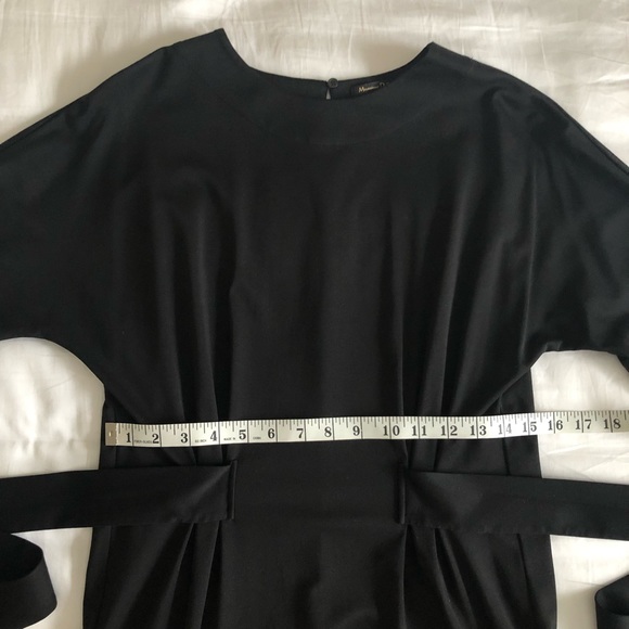 Massimo Dutti Long Black Dolman Sleeve Dress with Waist Ties - Picture 8 of 10
